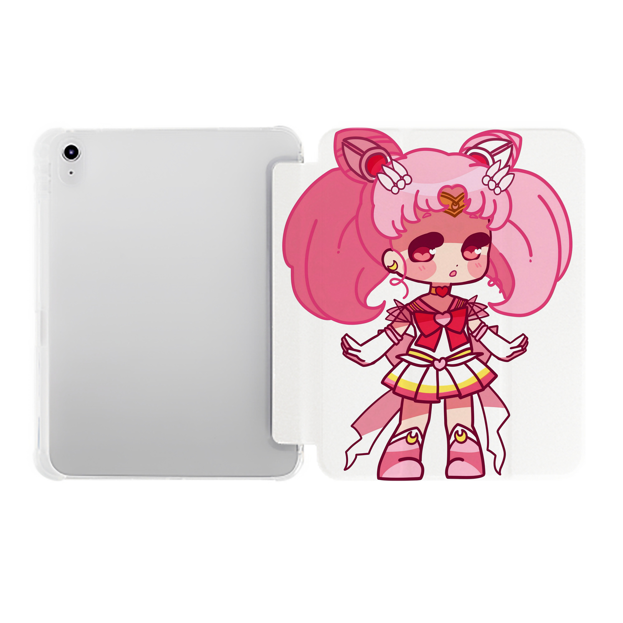 （画像用） 美少女戦士セーラームーン ちびうさ Sailor Moon Chibiusa Tsukino Usagi Small Lady Serenity IPad ケース ペン収納付き 三つ折りスタンド PUレザー×シリコン 対応機種9.5/10.5/10.9インチ